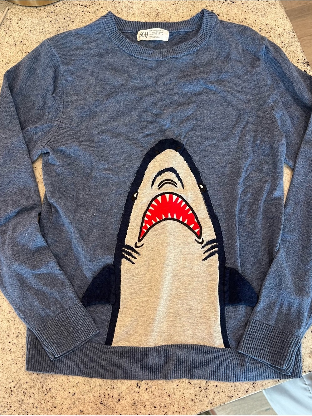 H&M sweater shark boys size 8-10